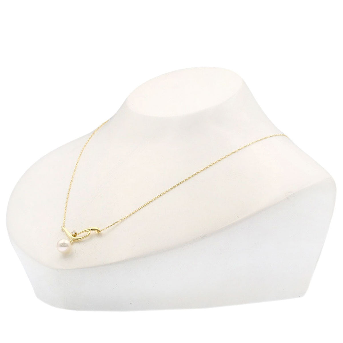 MIKIMOTO Pearl Pearl 1P Diamond Necklace K18 Yellow Gold Ladies [Used]