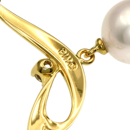 MIKIMOTO Pearl Pearl 1P Diamond Necklace K18 Yellow Gold Ladies [Used]