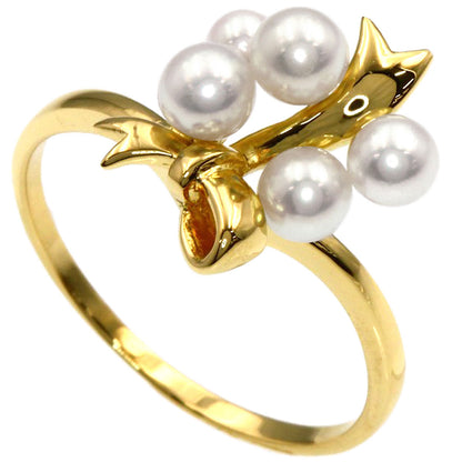 MIKIMOTO Mikimoto Ribbon Pearl Pearl Ring K18 Yellow Gold Ladies [Used]
