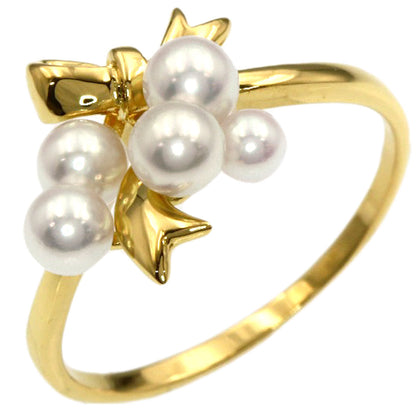 MIKIMOTO Mikimoto Ribbon Pearl Pearl Ring K18 Yellow Gold Ladies [Used]