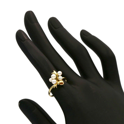MIKIMOTO Mikimoto Ribbon Pearl Pearl Ring K18 Yellow Gold Ladies [Used]
