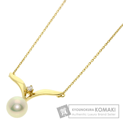 MIKIMOTO Pearl Pearl Diamond Necklace K18 Yellow Gold Ladies [Used]