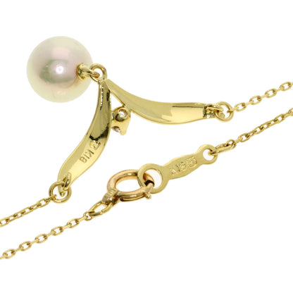 MIKIMOTO Pearl Pearl Diamond Necklace K18 Yellow Gold Ladies [Used]