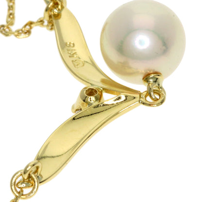 MIKIMOTO Pearl Pearl Diamond Necklace K18 Yellow Gold Ladies [Used]