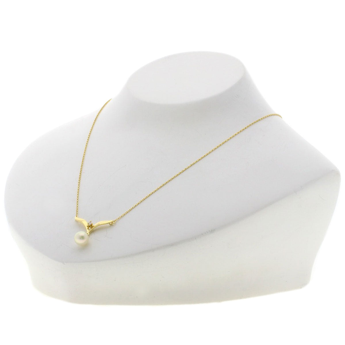 MIKIMOTO Pearl Pearl Diamond Necklace K18 Yellow Gold Ladies [Used]