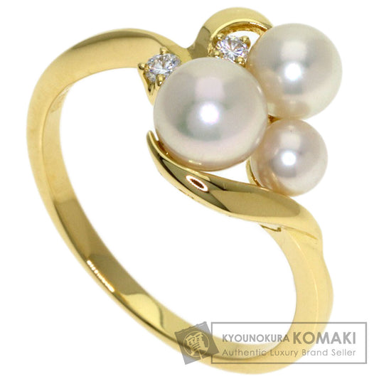 MIKIMOTO Pearl Pearl Diamond Ring K18 Yellow Gold Ladies [Used]