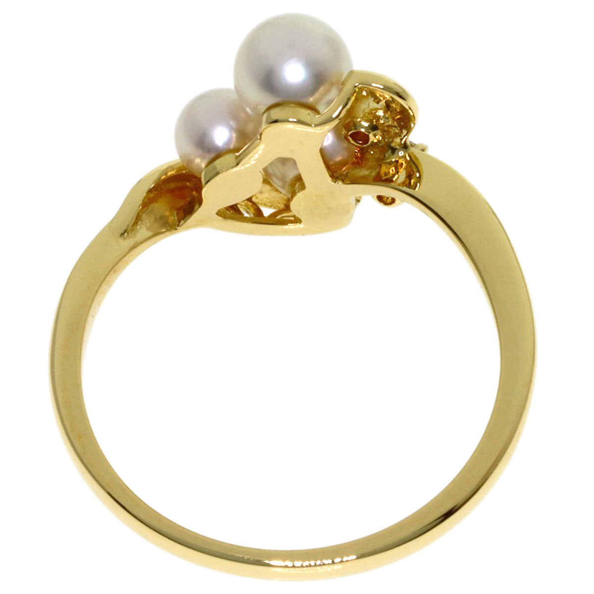 MIKIMOTO Pearl Pearl Diamond Ring K18 Yellow Gold Ladies [Used]
