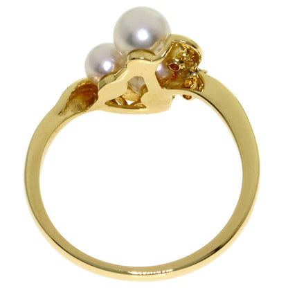 MIKIMOTO Pearl Pearl Diamond Ring K18 Yellow Gold Ladies [Used]