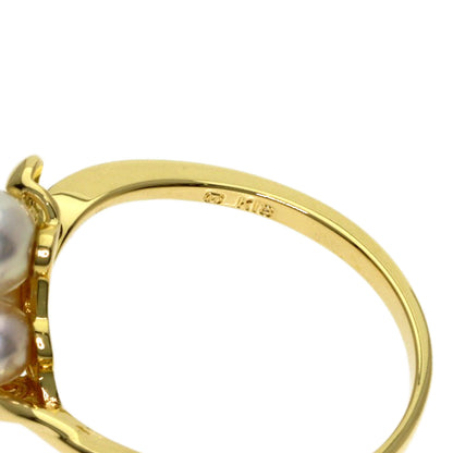 MIKIMOTO Pearl Pearl Diamond Ring K18 Yellow Gold Ladies [Used]