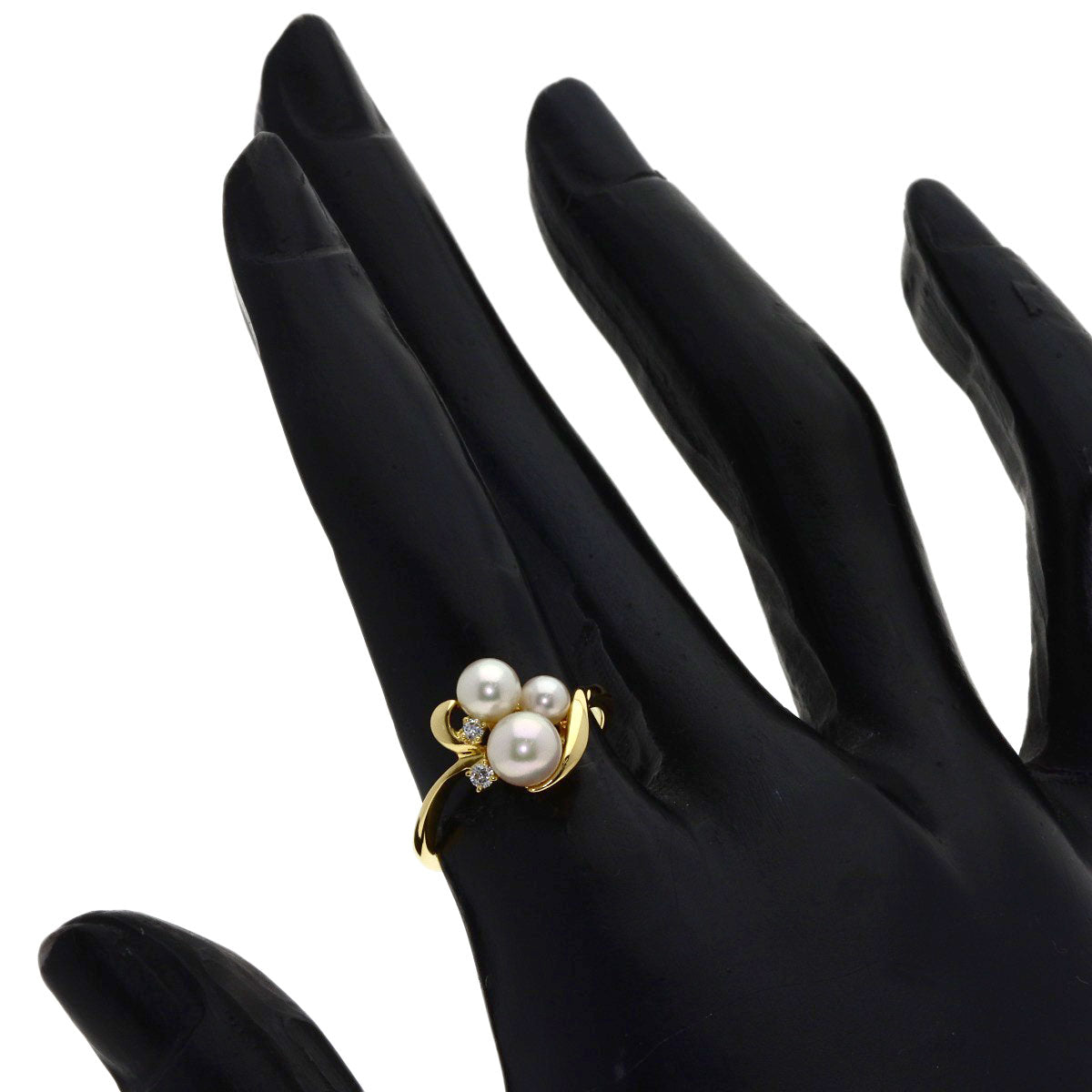 MIKIMOTO Pearl Pearl Diamond Ring K18 Yellow Gold Ladies [Used]