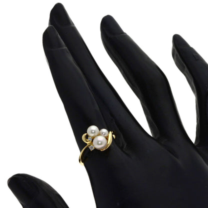 MIKIMOTO Pearl Pearl Diamond Ring K18 Yellow Gold Ladies [Used]