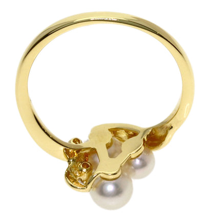 MIKIMOTO Pearl Pearl Diamond Ring K18 Yellow Gold Ladies [Used]
