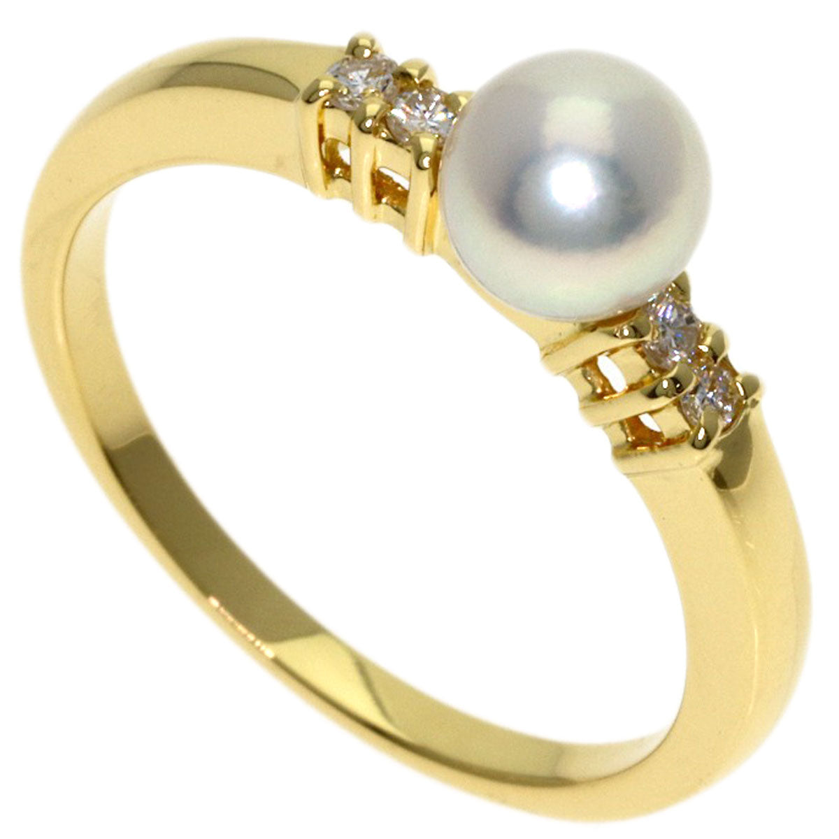 MIKIMOTO Pearl Pearl Diamond Ring K18 Yellow Gold Ladies [Used]