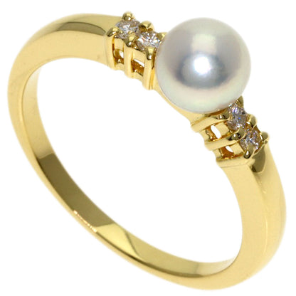 MIKIMOTO Pearl Pearl Diamond Ring K18 Yellow Gold Ladies [Used]