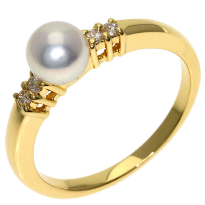 MIKIMOTO Pearl Pearl Diamond Ring K18 Yellow Gold Ladies [Used]