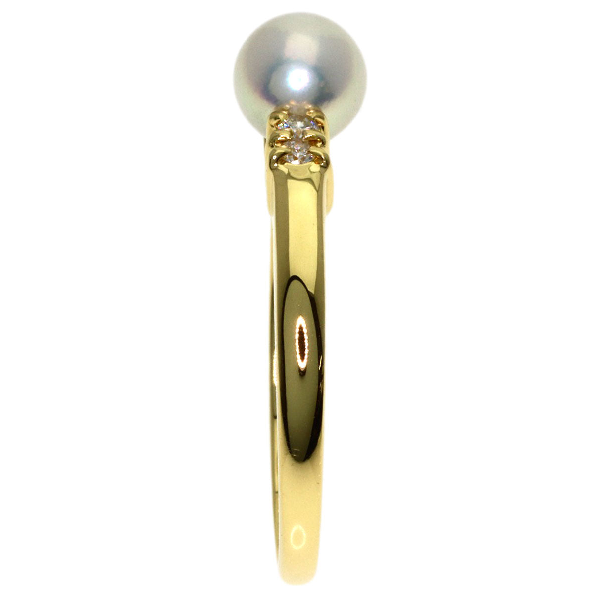 MIKIMOTO Pearl Pearl Diamond Ring K18 Yellow Gold Ladies [Used]