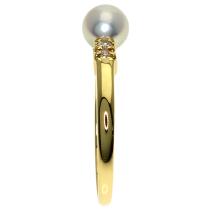MIKIMOTO Pearl Pearl Diamond Ring K18 Yellow Gold Ladies [Used]