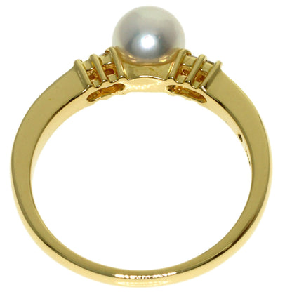 MIKIMOTO Pearl Pearl Diamond Ring K18 Yellow Gold Ladies [Used]
