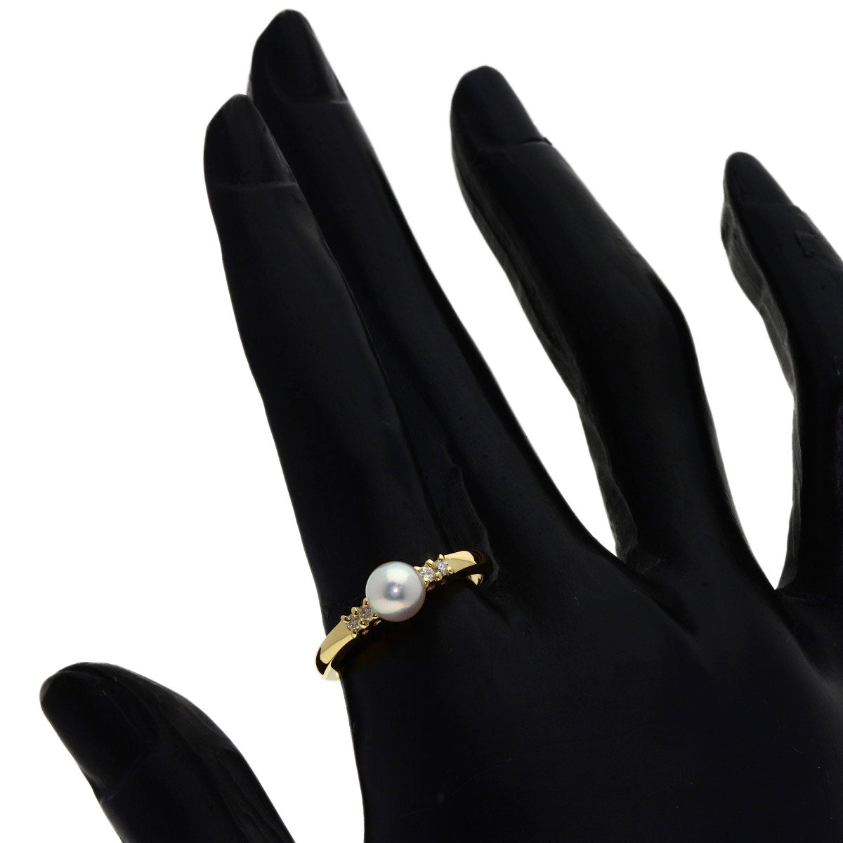 MIKIMOTO Pearl Pearl Diamond Ring K18 Yellow Gold Ladies [Used]