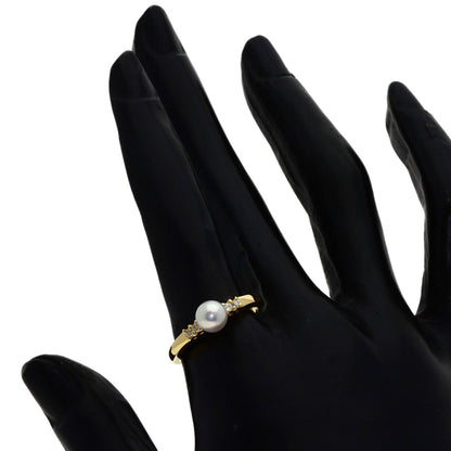 MIKIMOTO Pearl Pearl Diamond Ring K18 Yellow Gold Ladies [Used]