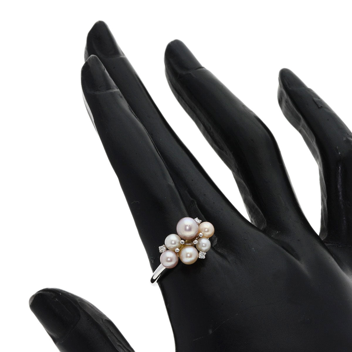 MIKIMOTO Perlita Pearl Pearl Diamond Ring K18 White Gold Ladies [Used]
