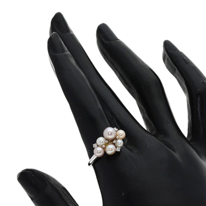 MIKIMOTO Perlita Pearl Pearl Diamond Ring K18 White Gold Ladies [Used]