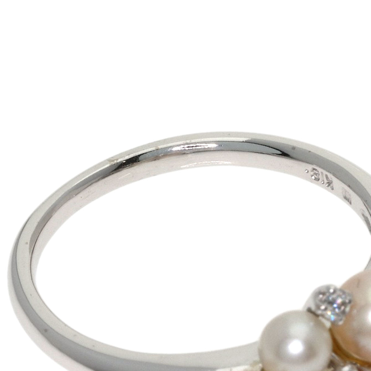 MIKIMOTO Perlita Pearl Pearl Diamond Ring K18 White Gold Ladies [Used]
