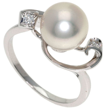 MIKIMOTO Pearl Pearl Diamond Ring K18 White Gold Ladies [Used]