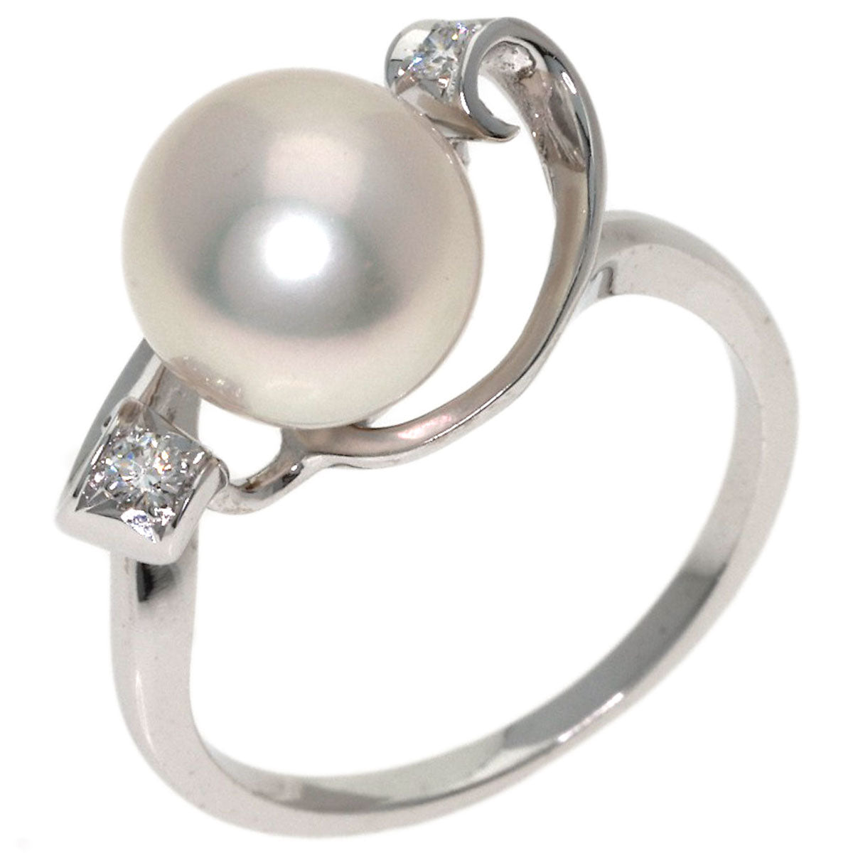 MIKIMOTO Pearl Pearl Diamond Ring K18 White Gold Ladies [Used]