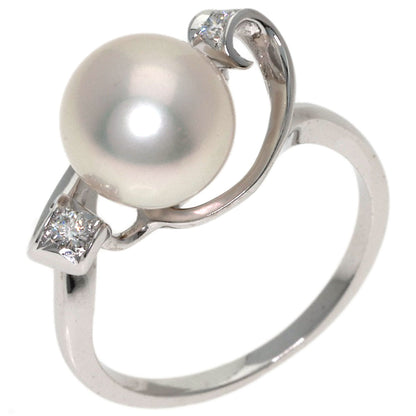 MIKIMOTO Pearl Pearl Diamond Ring K18 White Gold Ladies [Used]
