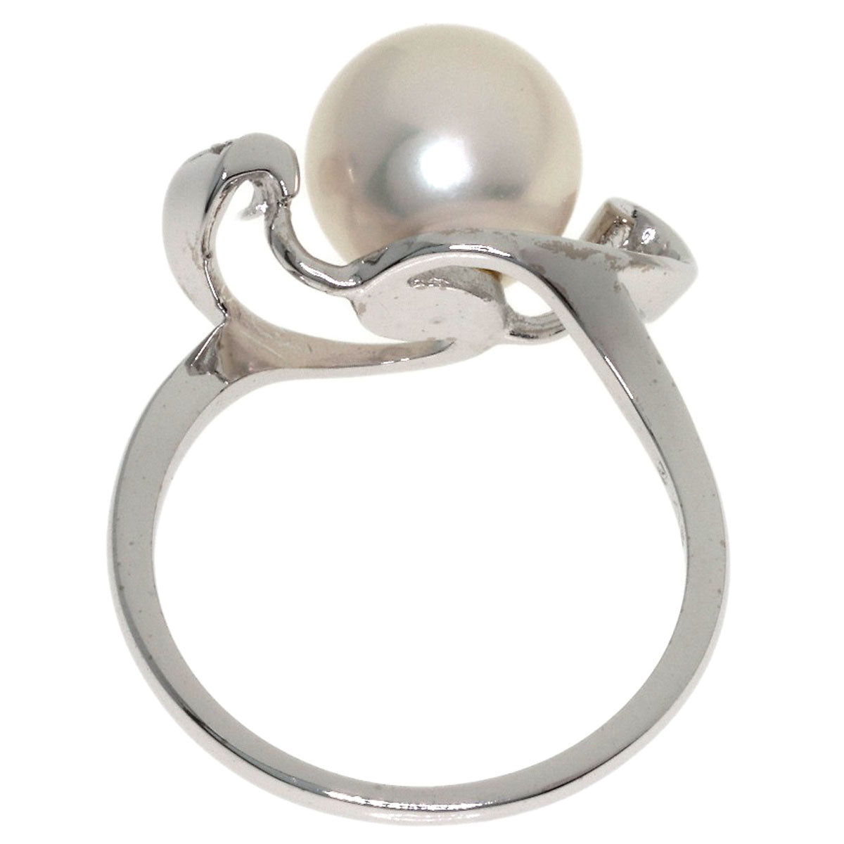 MIKIMOTO Pearl Pearl Diamond Ring K18 White Gold Ladies [Used]