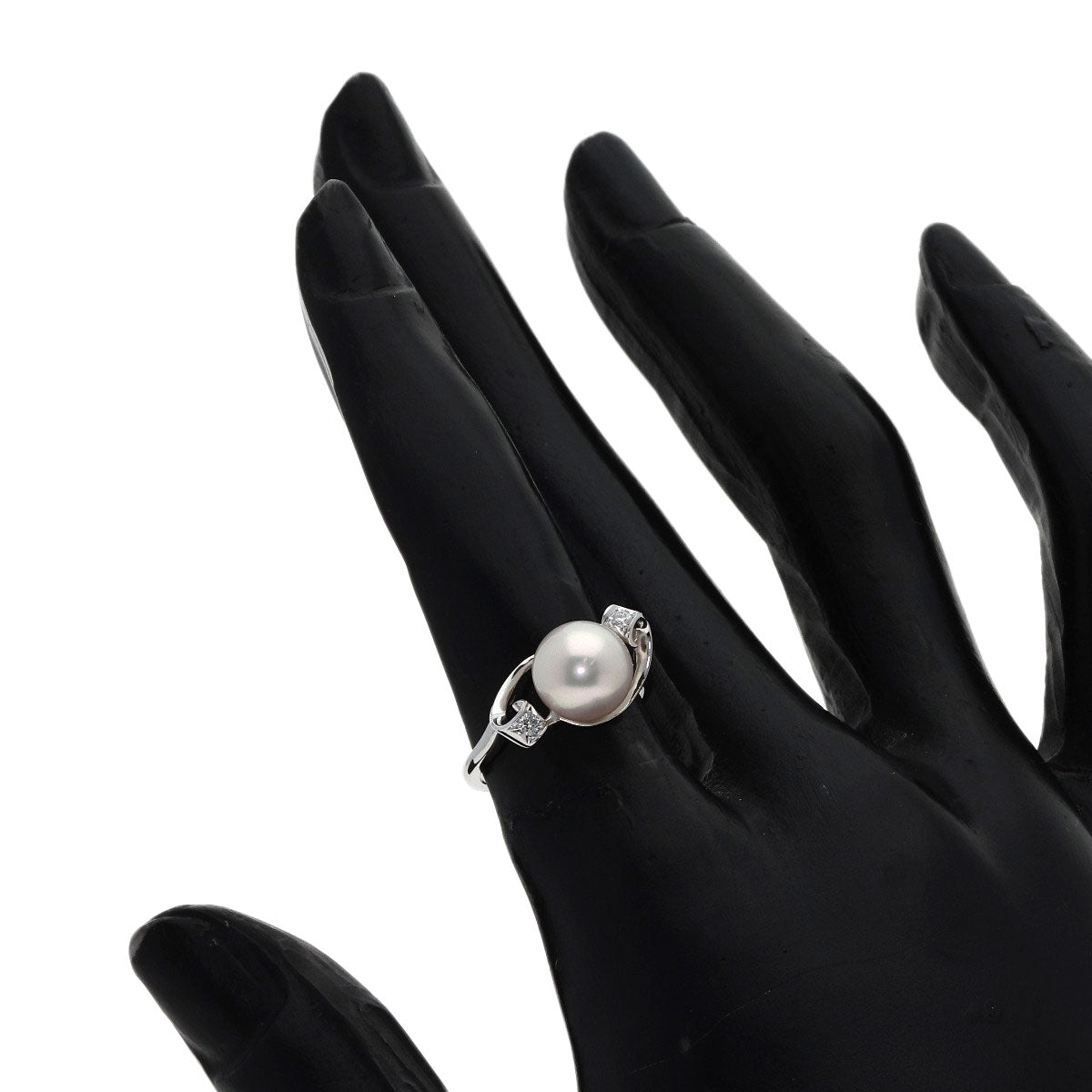 MIKIMOTO Pearl Pearl Diamond Ring K18 White Gold Ladies [Used]