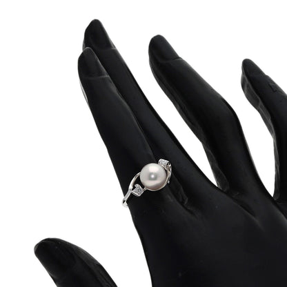 MIKIMOTO Pearl Pearl Diamond Ring K18 White Gold Ladies [Used]