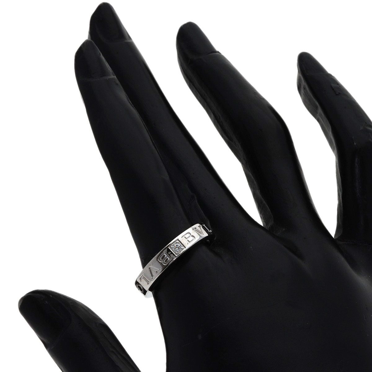 BVLGARI Double logo 1P Diamond Ring K18 White Gold Ladies [Used]