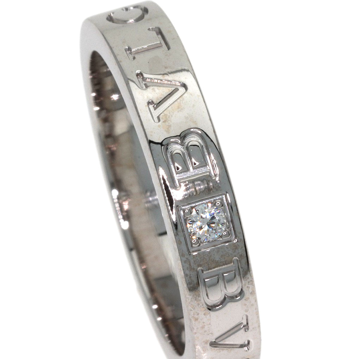 BVLGARI Double logo 1P Diamond Ring K18 White Gold Ladies [Used]