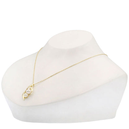 MIKIMOTO Pearl Pearl 3P Diamond Necklace K18 Yellow Gold Ladies [Used]