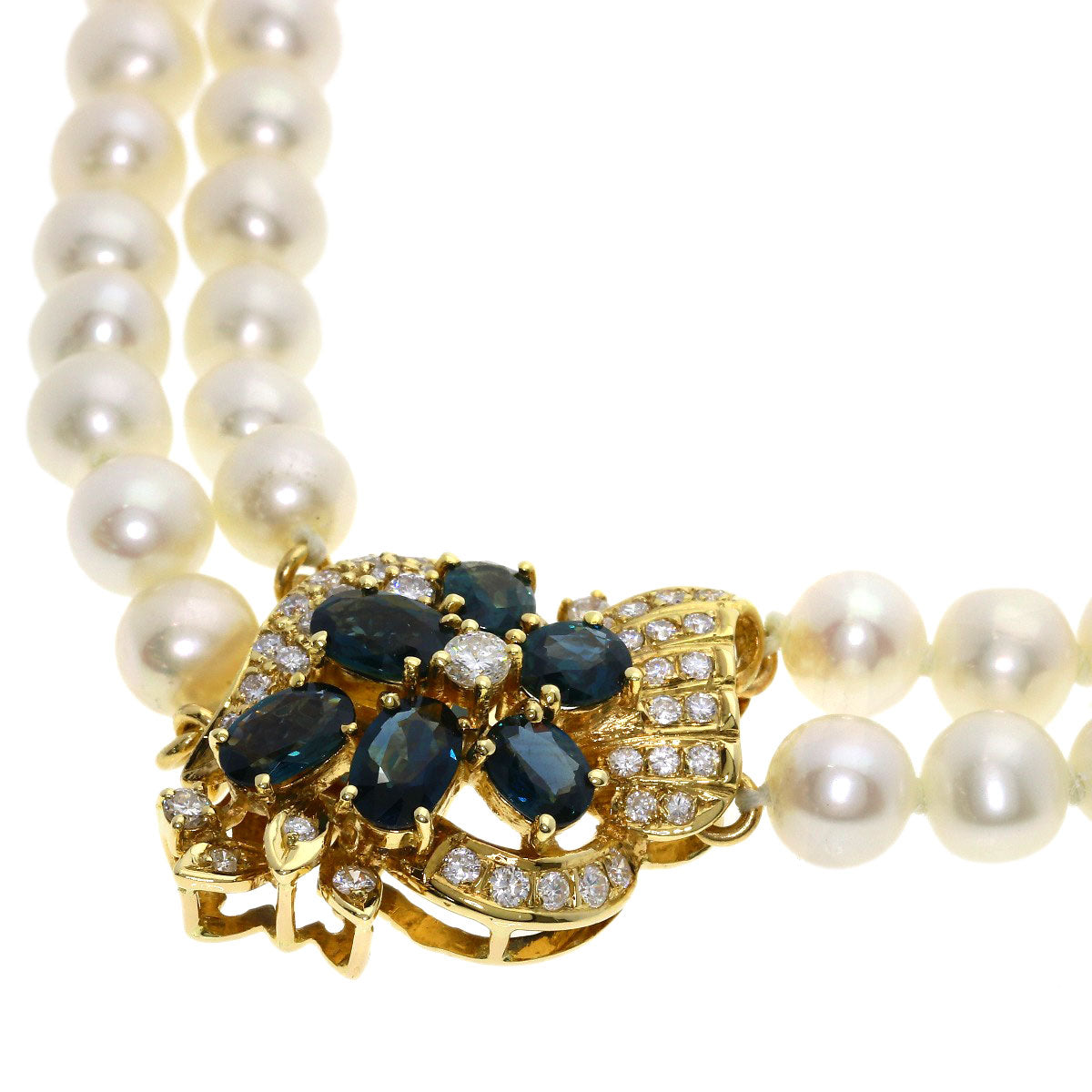 Pearl Pearl Sapphire Diamond Pendant top K18 Yellow Gold 56.8g　Ladies