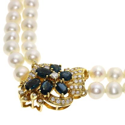 Pearl Pearl Sapphire Diamond Pendant top K18 Yellow Gold 56.8g　Ladies