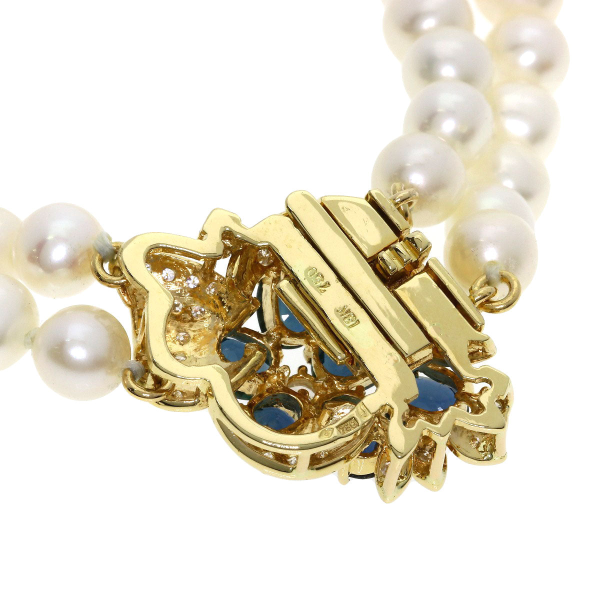 Pearl Pearl Sapphire Diamond Pendant top K18 Yellow Gold 56.8g　Ladies