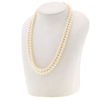 MIKIMOTO Double Pearl Pearl Necklace K14 Yellow Gold Ladies [Used]