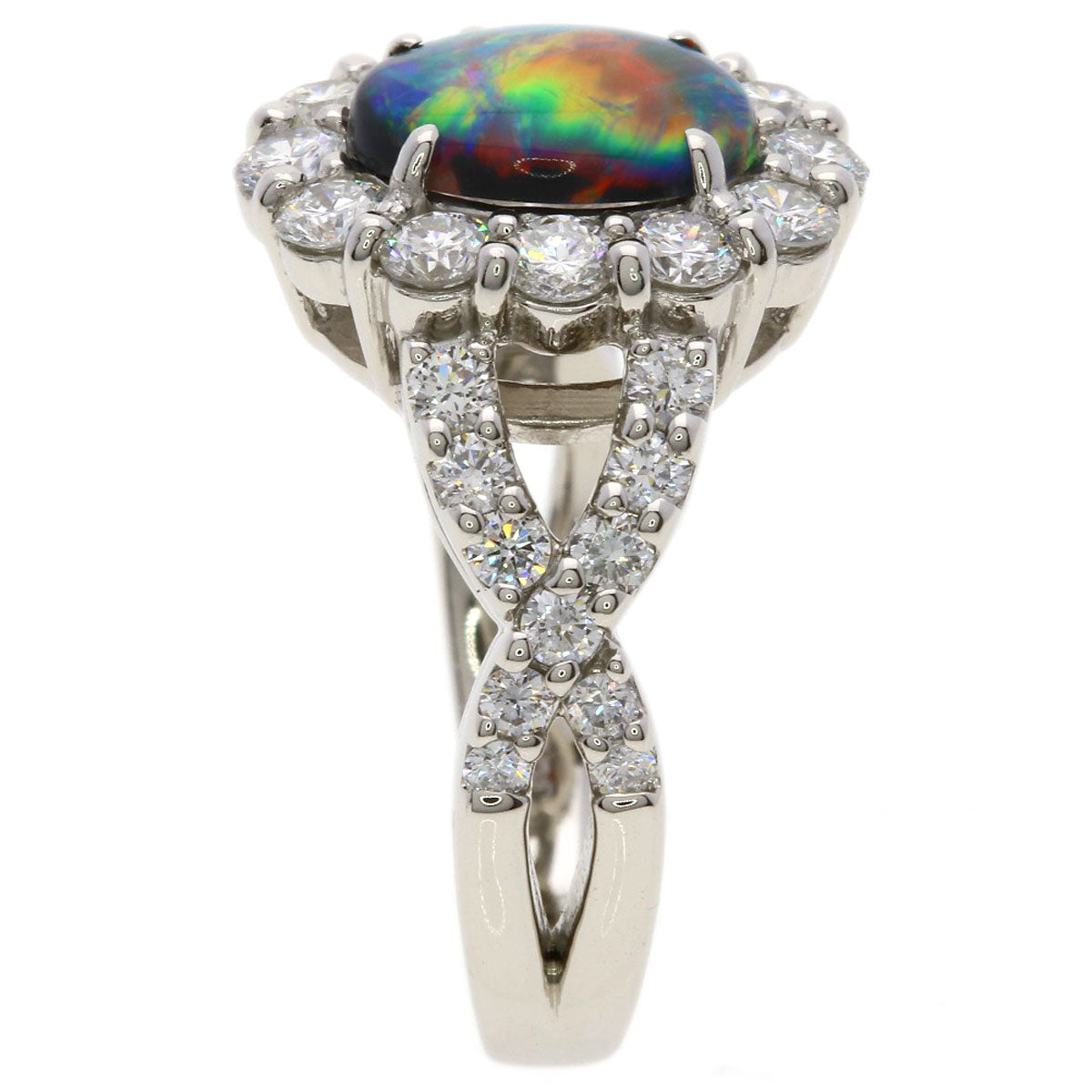 1.15ct Black　Opal Diamond Ring Platinum PT900 11.9g　Ladies