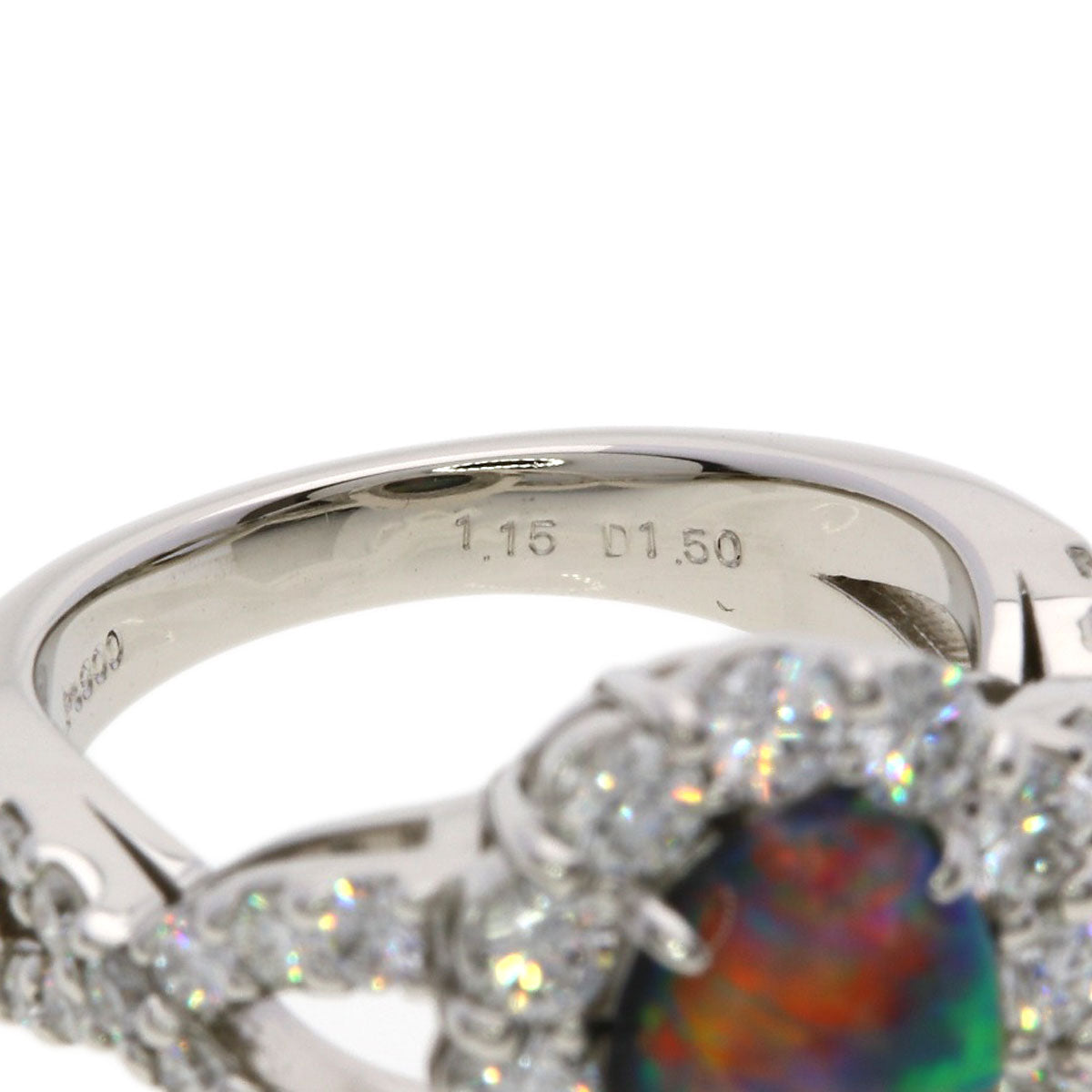 1.15ct Black　Opal Diamond Ring Platinum PT900 11.9g　Ladies