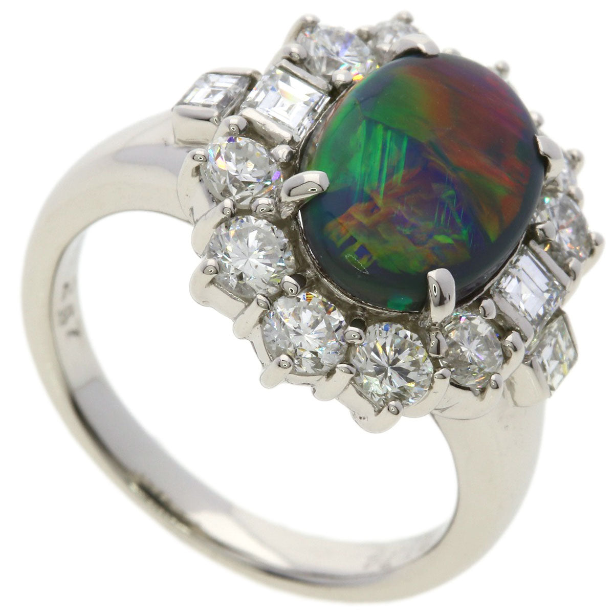 2.67ct Black　Opal Diamond Ring Platinum PT900 12.5g　Ladies