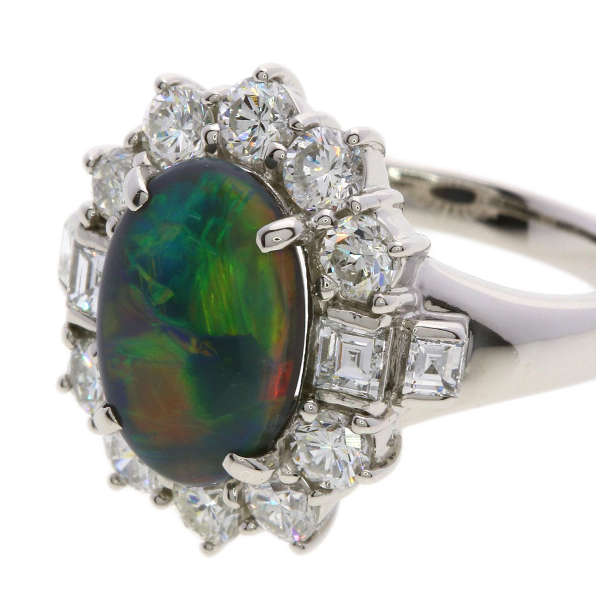 2.67ct Black　Opal Diamond Ring Platinum PT900 12.5g　Ladies