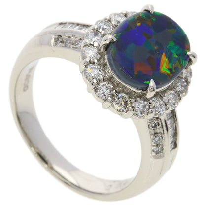 1.3ct Black　Opal Diamond Ring Platinum PT900 9.6g　Ladies