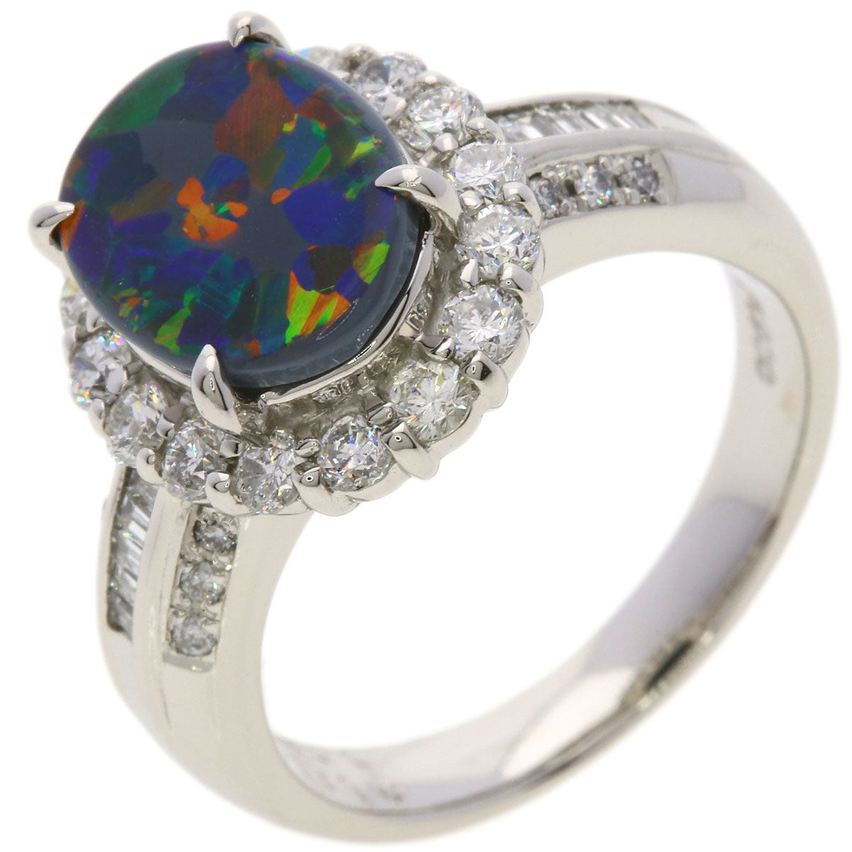 1.3ct Black　Opal Diamond Ring Platinum PT900 9.6g　Ladies