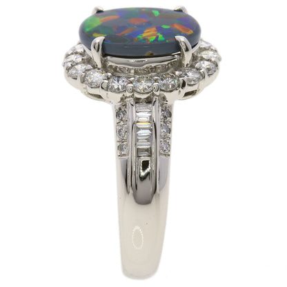 1.3ct Black　Opal Diamond Ring Platinum PT900 9.6g　Ladies