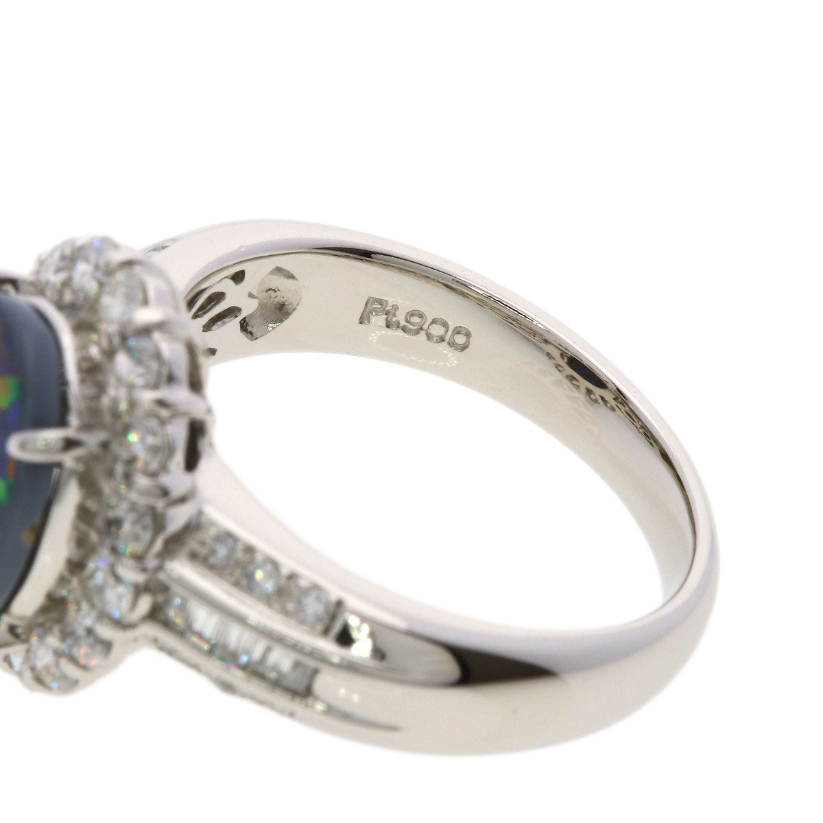 1.3ct Black　Opal Diamond Ring Platinum PT900 9.6g　Ladies