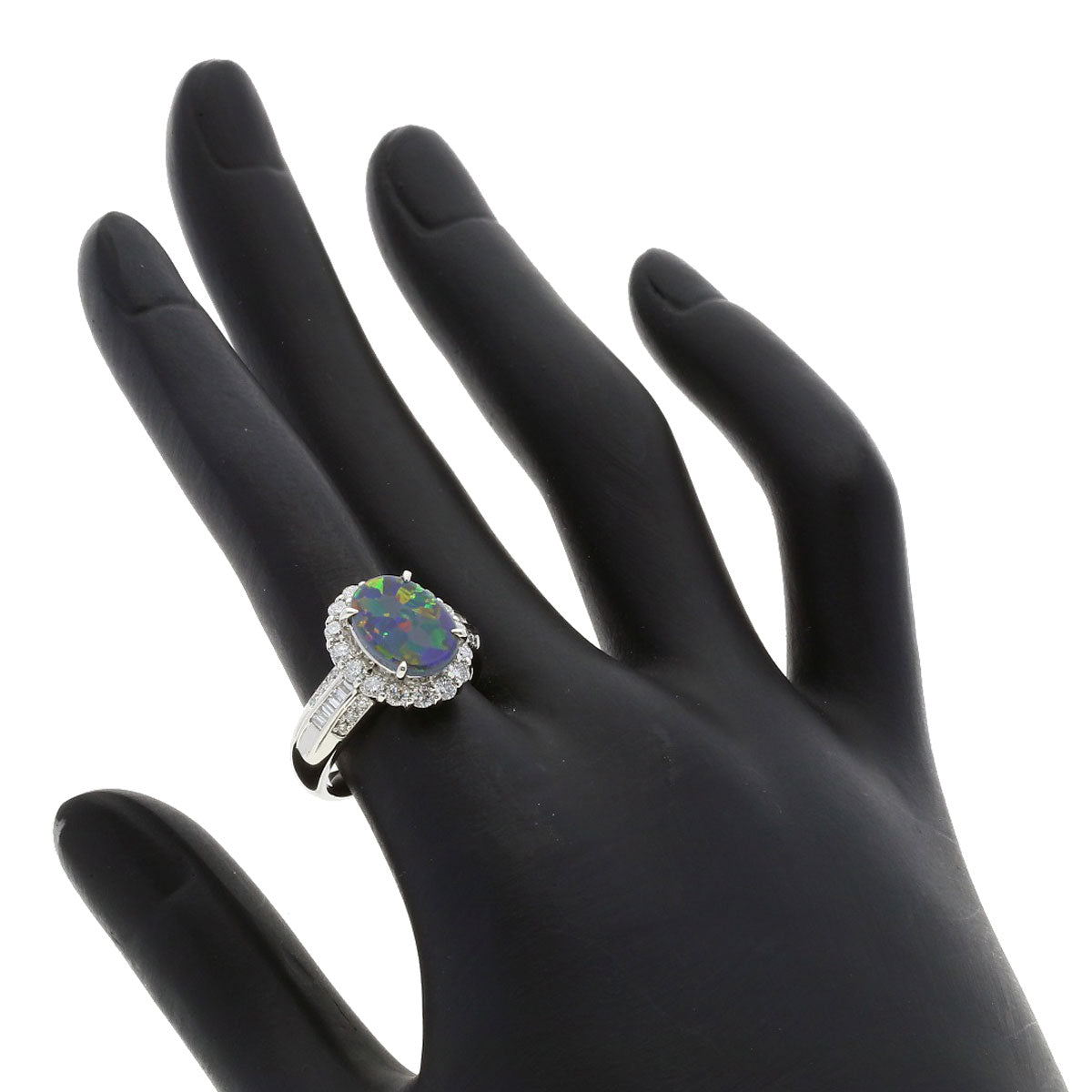 1.3ct Black　Opal Diamond Ring Platinum PT900 9.6g　Ladies