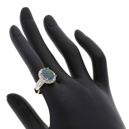1.3ct Black　Opal Diamond Ring Platinum PT900 9.6g　Ladies